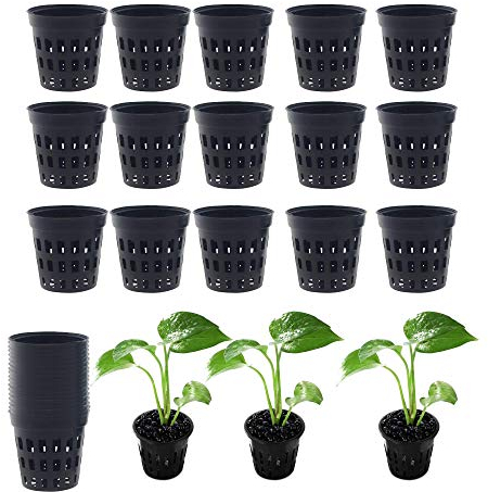 Mein HERZ 50 Pcs Plástico Plantar Malla Red Olla Cestas Jardín Hidropónico Plant Grow Taza 8,3 cm Copas de Plantas Ollas Plástico Durable Jardín Neto Guardería Canasta Canasta