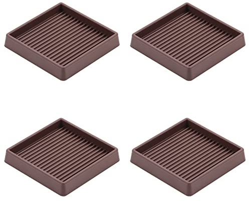 VOCOMO 3X3 Rubber Caster Cups, Non Slip Furniture Pads, Anti-Slip Furniture Gripper, Anti Skid Furnitures Feet, Anti Slide Floor Protector for Bed Couch Stoppers (Brown, 4 Pack)