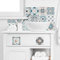 | Stickers Carreaux Muraux | Planche de 12 Stickers Autocollants Adhesifs Carrelage - Carreaux de Ciment - PASTELMONKEY - Dimensions d'un Sticker : 10 x 10 cm - Salle de Bains Cuisine Meubles ...