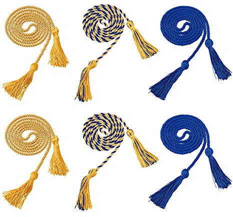 Cheriswelry 6 Stück Abschlusskordel Garn Honor Kordeln mit Quaste Abschluss Honor geflochtene Schnüre Seil für Bachelor Gown College Graduation Studenten