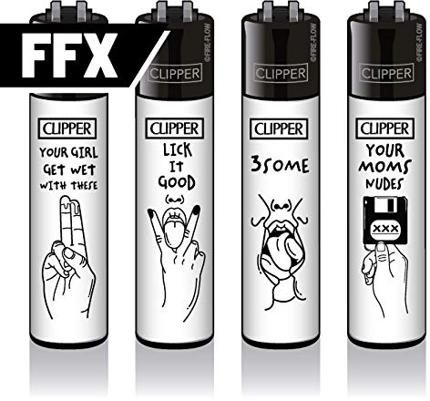 Clipper Classic Original Feuerzeuge 4er Set - Winter Kollektion 2021 + 1 Clipper DHOBIA Feuerzeug GRATIS (FFX Adult #1) Bunt
