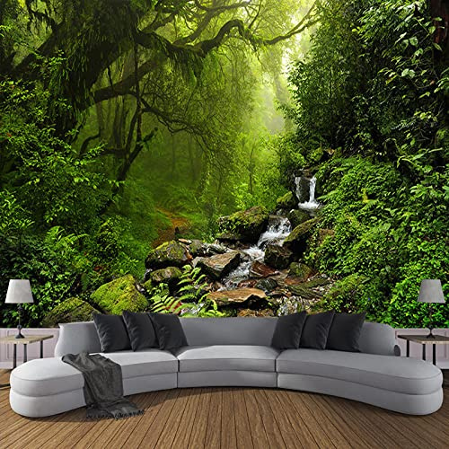 Benutzerdefinierte Fototapete Grüner Wald Natur Landschaft 3D Vlies Geprägte Tapete Für Wohnzimmer Schlafzimmer Dekoration Wandbilder 300Cm(W)×210Cm(H)