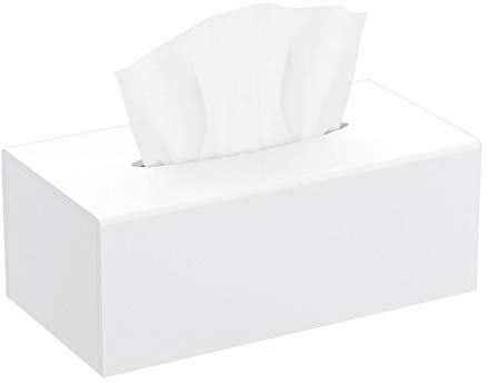 HIIMIEI Kosmetiktücherbox, 25.0×13.0×9.0 cm Acryl Taschentuchbox | Tissue Box mit Magnetabdeckung für Esszimmer Badezimmer Schlafzimmer Auto Büro - Weiß