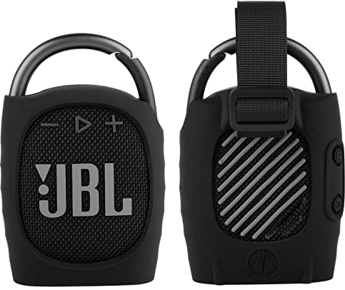 TXEsign Silicone Protective Carrying Case Compatible with JBL Clip 4 - Portable Mini Speaker Carrying Stand Up Cover Pouch for JBL Clip 4 (Black)