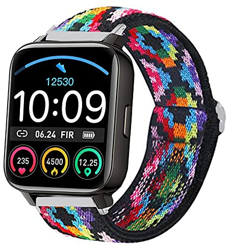 for Motast 1.69 Smartwatch Band, onetuo Stretch Nylon Adjustable Replacement Strap Compatible for Motast Smartwatch 1.69 / MuGo P36A Smartwatch/AGPTEK 1.69 Smartwatch/Rinsmola 1.69 Smartwatch