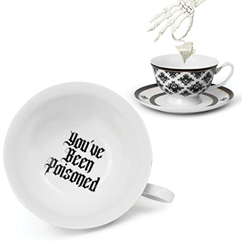 You've Been Poisoned Tea Cup and Saucer Set - Witchy, Goth Gift for Women, Spooky - Funny Mug, Female Friend Gift Ideas
