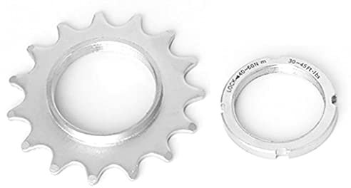 Single Fixed Gear Bike Wheel Cog Threaded Sprocket Lock Rings Set Crankset Accessories, 15T