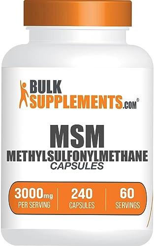 BulkSupplements.com MSM Capsules - Methylsulfonylmethane, MSM 3000mg - Joint Supplements, Gluten Free, 4 Capsules per Serving, 240 Count (Pack of 1)
