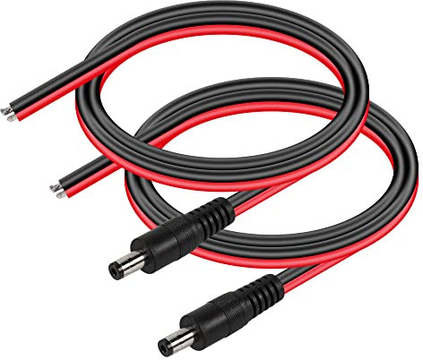 CERRXIAN DC5521 Power Pigtails Kabel, 1.6 FT 14AWG 5.5mm x 2.1 mm DC Male Bare Wire Open End Power Wire, DC Supply Repair Kabel für CCTV Sicherheitskamera LED Strip Light Etc-2 Pcs (1.6FT 5521 Male)