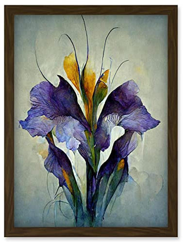 Doppelganger33 LTD Iris Bouquet Modern Watercolour Artwork Framed Wall Art Print A4