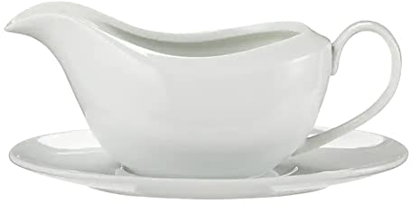 Acense Porcelain Gravy Boat & Saucer Set: Cream & Milk Jugs, Mini Milk Jug with Lid, Small Glass Jug & Glass Milk Jug for Serving Gravy, Sauce or Stew in Style!