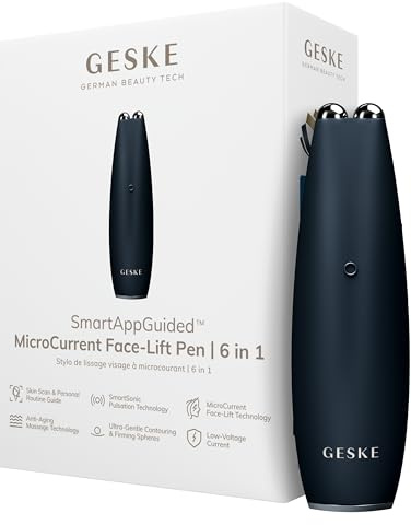 GESKE SmartAppGuided™ MicroCurrent Face-Lift Pen | 6 in 1 | Anti-aging device | Instant face lift | Skincare tool | Remove wrinkles for firm & youthful skin | Advanced smoothing facial firmer