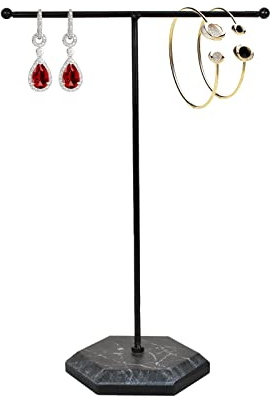 Présentoir à Bijoux, Porte-Bijoux Métal en T, Présentoir de Collier en Forme de T, Boucle d'Oreille Présentoir, Organisateur de Bijoux, Suspendu Présentoir à Bijoux pour Bracelets Bagues (Noir)