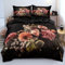 DXHOME Florale Bettwäsche 220x240cm Schwarz Bunt Blumen Botanisch Pflanze Muster Drucken Bettwäsche Weiche Mikrofaser Doppelbett Bettbezug mit Reißverschluss und 2 Kissenbezüge 80 x 80cm