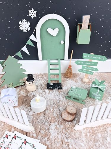 LIDAM XXL Wichteltür Set inkl. Bastelset | 53 Teile | Made in Germany | Wichteltür Komplettset, Miniatur Wichtel Zubehör, Wichtelset, Weihnachtswichtel Set