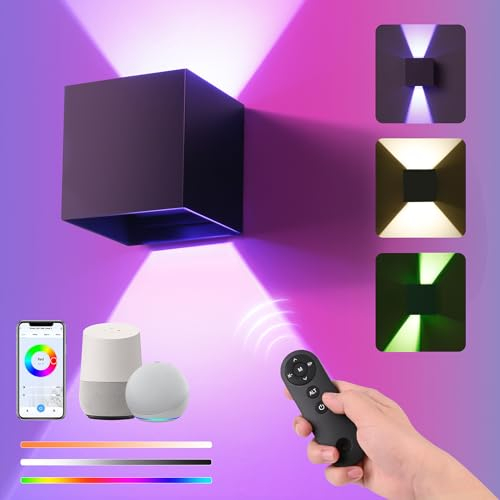 Comius Sharp Smart WiFi LED Wandlampe Innen/Außen mit Alexa/Google Home,Steuerbar per App/Sprachsteuerung/Fernbedienung,Einstellbarer Abstrahlwinkel Wandleuchte Perfekt für WohnzimmerTreppeGarten (1)