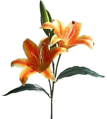 HXSCOO Künstliches Lilien-Blumenarrangement-Set for die Wohnzimmerdekoration (Color : Orange)