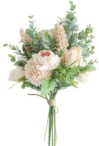 Hochzeits-Blumenstrauß, künstliche Seide, Rose, Glückskugel, Heim-Hochzeitsdekoration, Brautstrauß, Wald-Stil, Eukalyptus (C)