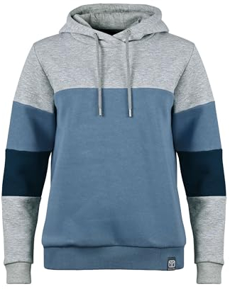 ELKLINE Herren Hoodie Ideal | Kapuzenpullover Block Streifen Color Block | 1031115, Größe:XXL, Farbe:Greymelange - ashblue