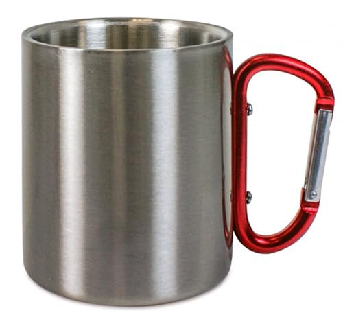 Kiwistar - Stainless Steel Mug with Carabiner Hook - Camping - To Go - Shatterproof - Outdoor Scene - Gift Idea - Mug with Carabiner - Double Wall - Rustproof - Carabiner Handle