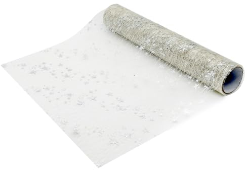 We Moment Zone Tischläufer Silber,Silber Tischdecken Dekostoff,Tischband aus Organza,Polyester Tisch läufer Tischdeko für Advent Karneval Taufe Geburtstage Hochzeit zu besonderen Anlässen 43 cm×10M