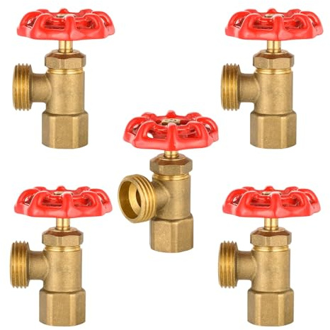5-Pack EFIELD Boiler Drain Valve, 1/2 inch FIP x 3/4 inch MHT, Multi-Turn, Brass Made