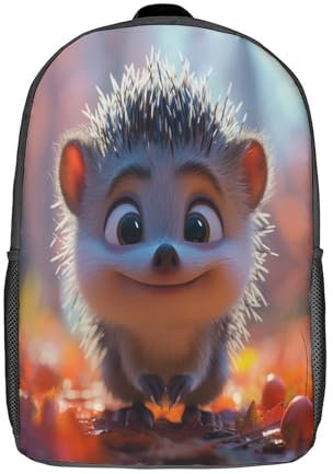 GQmoney Igel-Rucksack mit 3D-Druck, Kindertasche, Grundschüler, Tagesrucksack, leichte Schultasche für Kinder, Mädchen, Jungen, Kindergarten, Lunchpaket, 17 Zoll