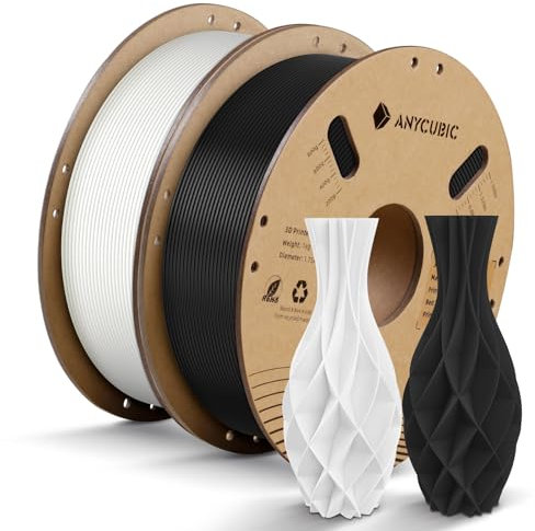 ANYCUBIC 3D Drucker Filament PLA 1.75mm, 2kg, Weiß & Schwarz, Intelligente Identifikation