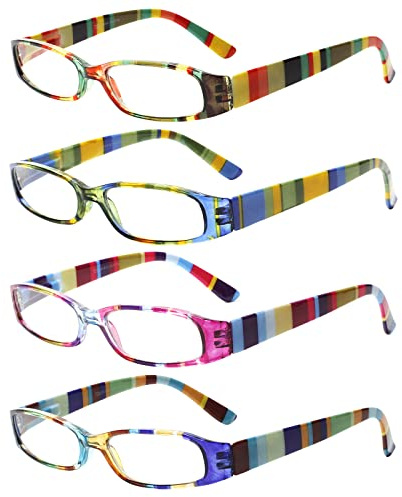 Kerecsen Women's Reading Glasses 4 Pairs Ladies Fashion Spring Hinge Readers