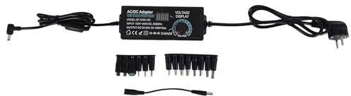 TagIo Fuente de Alimentación Ajustable 5A 120W, Adaptador de Fuente de Alimentación Universal 3V-24V 5A Adaptador de Corriente Ajustable CA A CC Enchufe Europeo