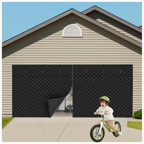 WaaYb Rideau de Porte de Garage à Isolation Thermique magnétique, Rideau de Porte de Garage à Isolation Thermique avec fenêtre Transparente, Tissu Oxford renforcé, Rembourrage épais, Couverture