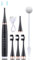 Détartrage Ultrasonique - Brosse à Dents Électrique 5 Modes : Giratoire contre Tartre et Plaque - Pack Premium avec 3 Têtes + Miroir Dentaire (Noir, L)