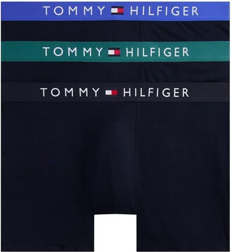Tommy Hilfiger Herren 3er Pack Boxershorts Briefs mit Logobund, Mehrfarbig (D Sky/Fmy Ocn/Nob Blu), XXL