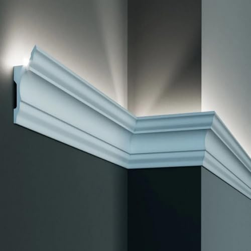 PROVISTON Lichtleiste Polyurethan 81 x 45 x 2000 mm Weiß Styropor Zierleiste