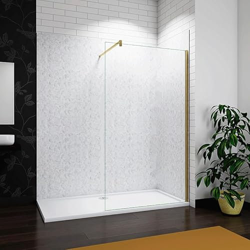 Aica Sanitär Duschwand Duschabtrennung Walk In Glas Dusche Golden Seitenwand 8/10mm Glas H200,70cm