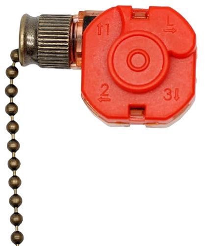 Ceiling Fan Pull Chain, Ceiling Fan Switch, 3 Speed Pull Chain Replacement Control Switch for Fans, Wall Lamps, Cabinet Light