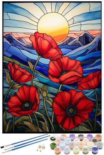 Malen Nach Zahlen Blume Malen Nach Zahlen Erwachsene Sonnenuntergang Malen Nach Zahlen Kinder Bastelset mit Rahmen 60x90cm, Ölgemälde Kit für Zimmer Deko Wohnzimmer, Geschenke für Frauen -9167