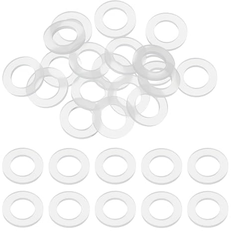 QUARKZMAN 20 Stück M5 Silikon Unterlegscheiben 5mm ID 10mm OD 1mm dick Dichtungsringe O-Ring Distanzscheiben Beilagscheiben Dichtungen Wasserhahn Dichtung für Elektroverbindung Auto, Weiß