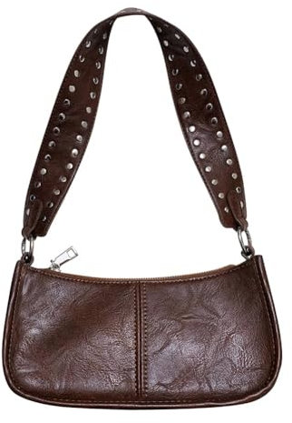 GSenhui Nieten Handtasche Damen Klein Umhängetasche Vintage Studded Shoulder Bag Women Y2K Crossbody Schultertasche Mädchen PU Leder Cool Handbag für Frauen Party Einkaufe