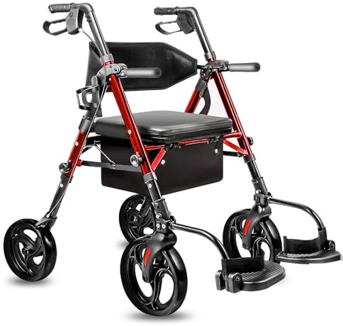 300lb Foldable Rollator Walker for Seniors with seat,Wheelchair for Adults