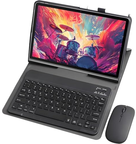 HLTOOP Funda de teclado para Lenovo Tab Plus de 11.5 pulgadas 2024 (TB351FU), funda de piel sintética con teclado inalámbrico desmontable magnéticamente, mouse para tableta, color negro