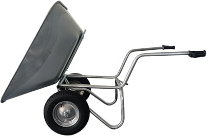 Kelberg Schubkarre Kippkarre Agro 200L bis 250kg Luftreifen mit Stahlfelge verzinkt kippbare Schubkarre 200 Liter Garten Bauschubkarre Gartenschubkarre Kipp japaner 2-Rad 400-8 Silber 4PR Luft