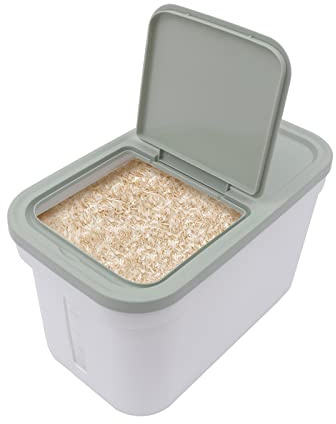 SAUADY 10 kg, dispensador de arroz, recipiente para harina, hermético, grande, con vaso medidor para arroz, cereales, alimentos para mascotas, de polipropileno, protección contra la frescura