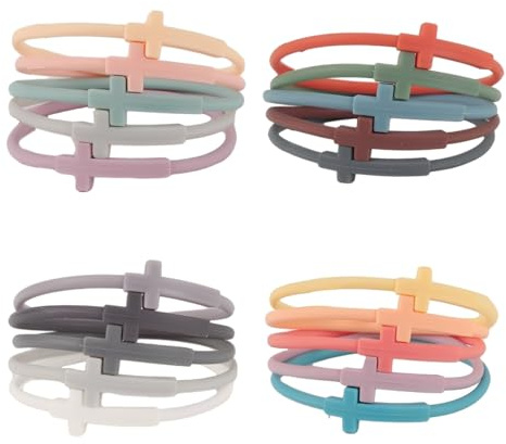 yisncka 20 Stück Kreuz-Armbänder, Jesus-Armbänder, Silikon-Kreuz-Armband, Freundschaftsgeschenk für Damen und Herren, Medium, Gummi, Silikon