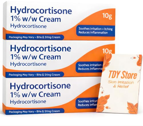 Hydrocortisone Cream 1% w/w Bite and Sting Cream, Mosquito and Bee Sting Treatment, 10g Tube - TDY Bundle Including Skin Relief Guide- Packaging May Vary