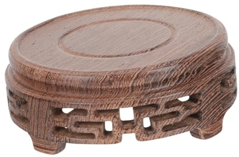 BIUDECO Chinese Style Wood Plant Pot Stand Small Vase Display Rack Decorative Indoor Holder for Teacups and Flowerpots Space-saving Solid Wood Base for Home Desk Decor