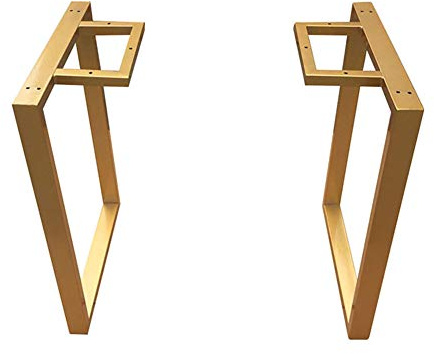 Lot de 2 pieds de table modernes dorés de 69,1 cm de haut, pieds de bureau carrés en métal, base de support en fer