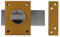 Amig - Serratura da Sovrapposizione con Leva di Chiusura e Stampellino Interno per Porte in Legno Mod. 85 | 85 x 65 mm | Chiavistello con Cilindro Rotondo di Sicurezza | Acciaio Smaltato Oro