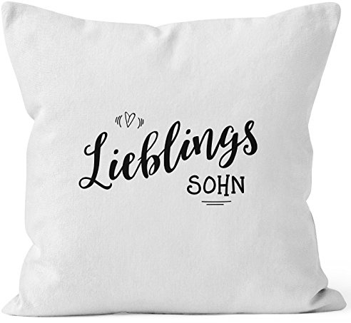 MoonWorks Kissenbezug Lieblingssohn Geschenk Familie Kind Kinder Sohn Junge Kissen-Hülle Deko-Kissen 40x40 Baumwolle Weiss 40cm x 40cm