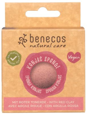Benecos - natural beauty 94366 - spugna konjac - argilla rossa - 100% biodegradabile